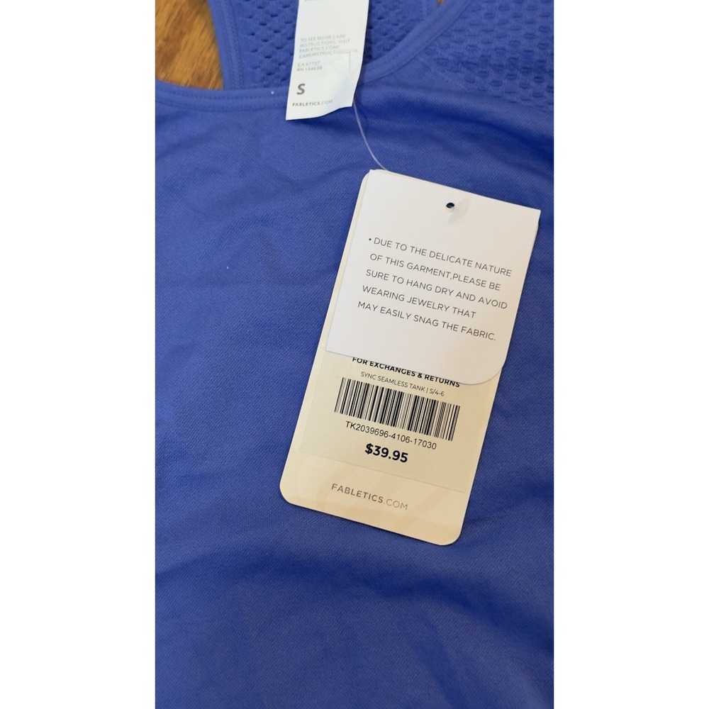 Fabletics Tank Top Womens S Purple Racerback Ruched Mesh Sides Workout Gym Run - Picture 4 of 6